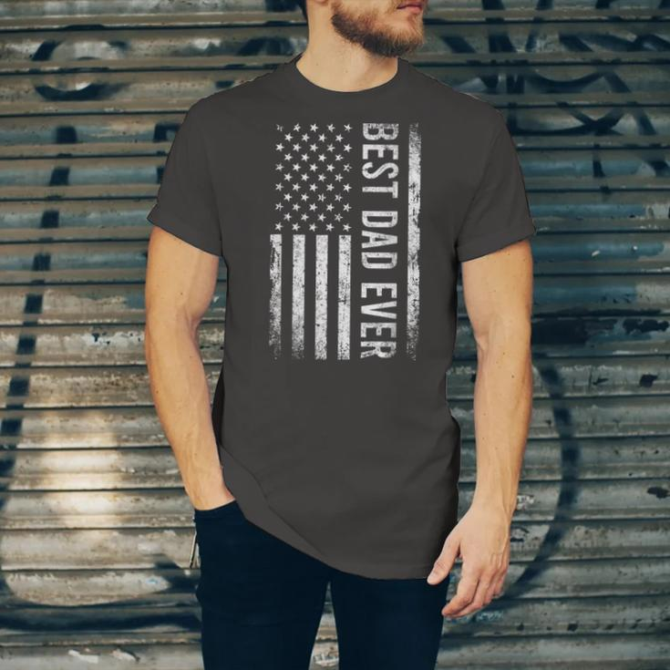 Fathers Day Best Dad Ever American Flag Jersey T-Shirt