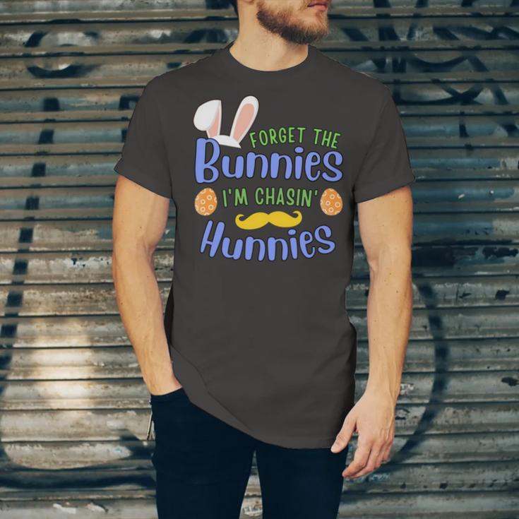 Forget The Bunnies Im Chasing Hunnies Funny Boys Easter Gift Unisex Jersey Short Sleeve Crewneck Tshirt