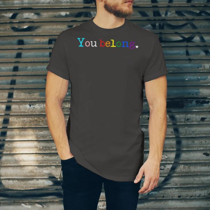 Gay Pride Lgbt Support And Respect You Belong Transgender Jersey T-Shirt