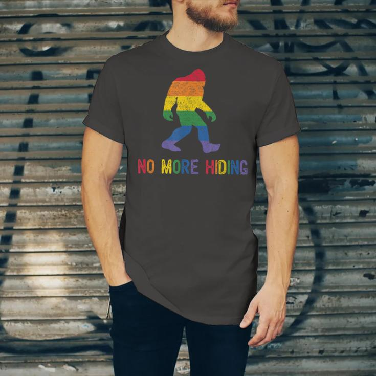 Gay Pride Support Sasquatch No More Hiding Lgbtq Ally Jersey T-Shirt