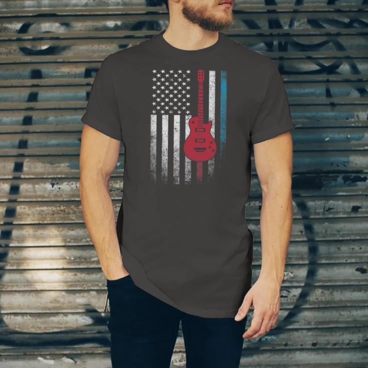Guitar Music Musician 4Th Of July American Flag Usa America Jersey T-Shirt