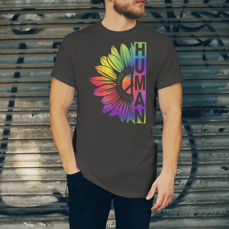 Human Sunflower Lgbt Tie Dye Flag Gay Pride Proud Lgbtq Jersey T-Shirt