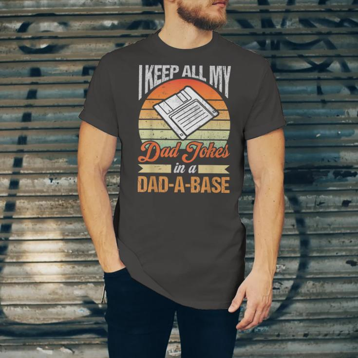 I Keep All My Dad Jokes In A Dad-A-Base Vintage Father Dad Jersey T-Shirt