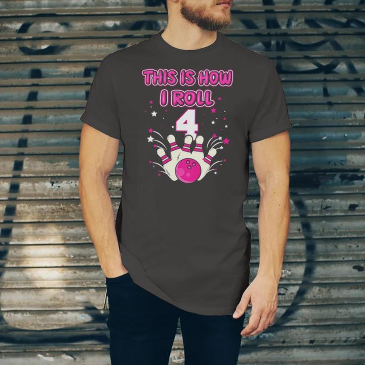 Kids 4 Years Old This Is How I Roll 4Th Bowling Girls Birthday Jersey T-Shirt