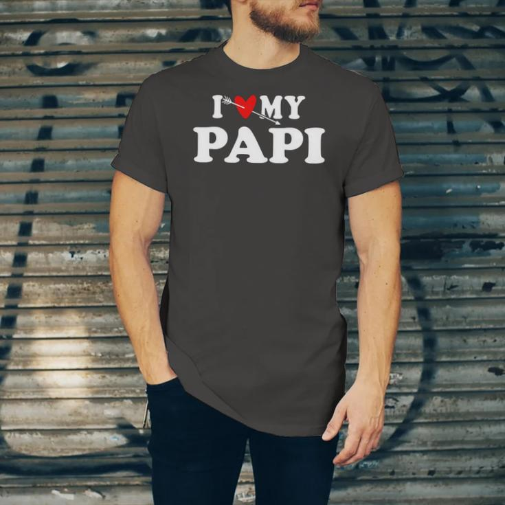 I Love My Papi With Heart Fathers Day Wear For Kids Boy Girl Jersey T-Shirt