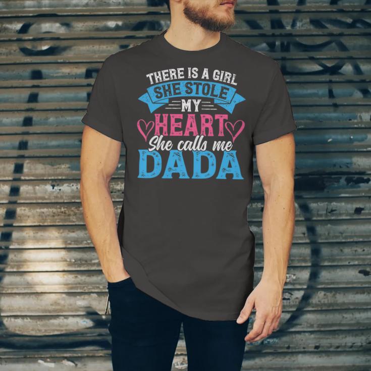 Mens Funny Fathers Day Shirt A Girl She Calls Me Dada Grandpa 7 Shirt Unisex Jersey Short Sleeve Crewneck Tshirt