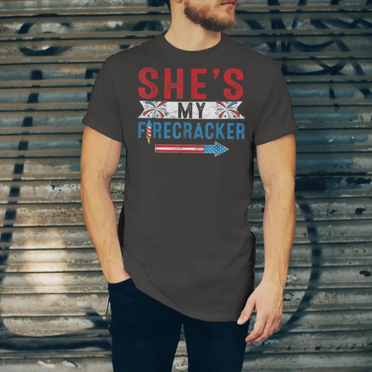 Mens Shes My Firecracker Funny 4Th July Matching Couples For Him Unisex Jersey Short Sleeve Crewneck Tshirt