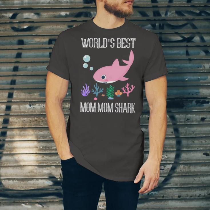 Mom Mom Grandma Gift Worlds Best Mom Mom Shark Unisex Jersey Short Sleeve Crewneck Tshirt