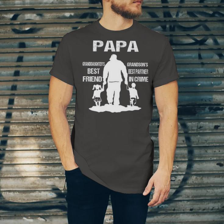 Papa Grandpa Gift Papa Best Friend Best Partner In Crime Unisex Jersey Short Sleeve Crewneck Tshirt