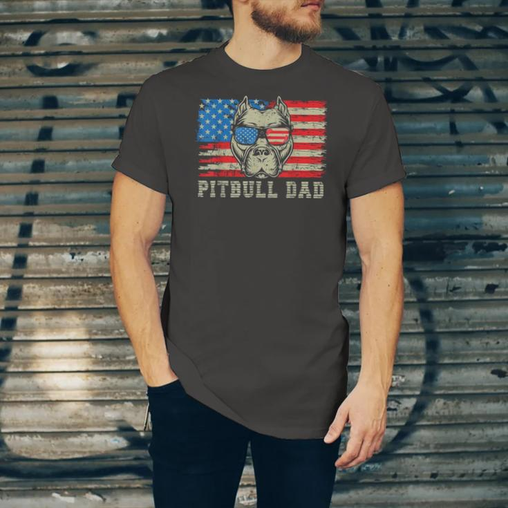 Pitbull Dad American Pit Bull Dog Us Flag 4Th Of July Jersey T-Shirt