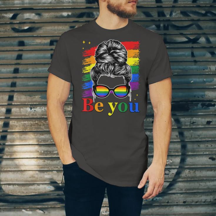 Be You Pride Lgbtq Gay Lgbt Ally Rainbow Flag Woman Face Jersey T-Shirt