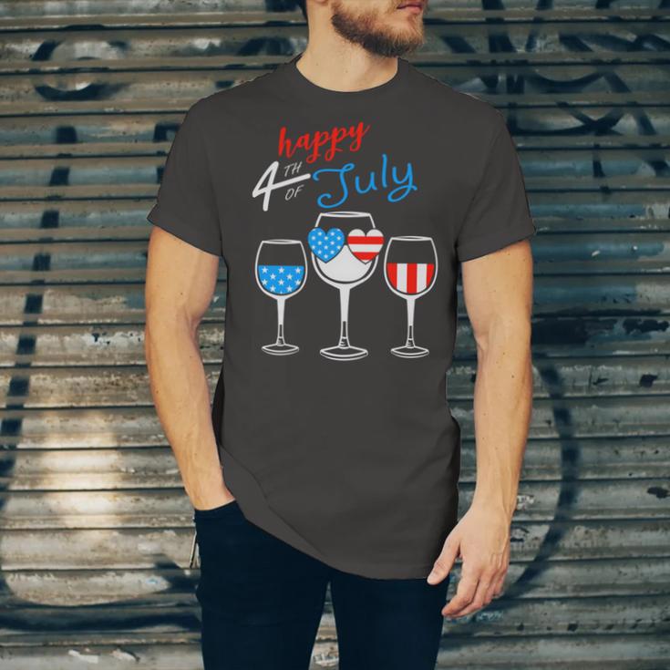 Red Wine Blue 4Th Of July Wine Red White Blue Wine Glasses V4 Unisex Jersey Short Sleeve Crewneck Tshirt