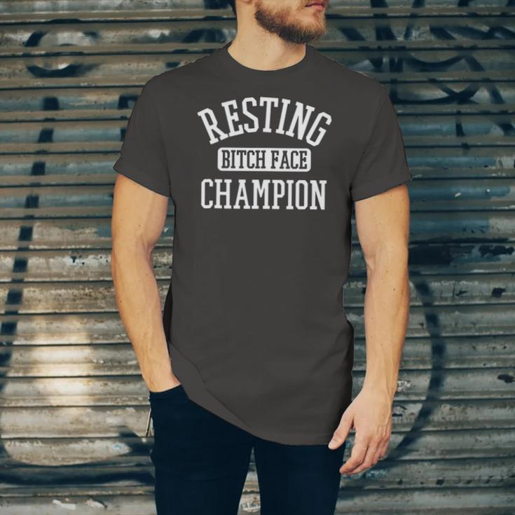 Resting Bitch Face Champion Womans Girl Girly Humor Jersey T-Shirt