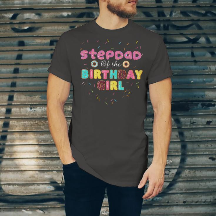 Stepdad Of The Birthday Girl Funny Donut Birthday Unisex Jersey Short Sleeve Crewneck Tshirt