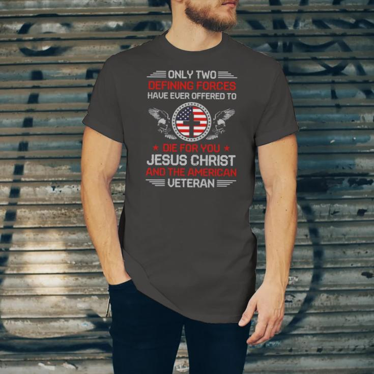 Two Defining Forces Jesus Christ & The American Veteran Jersey T-Shirt