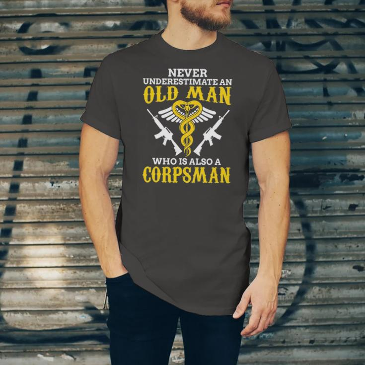 Never Underestimate An Old Man Corpsman Jersey T-Shirt