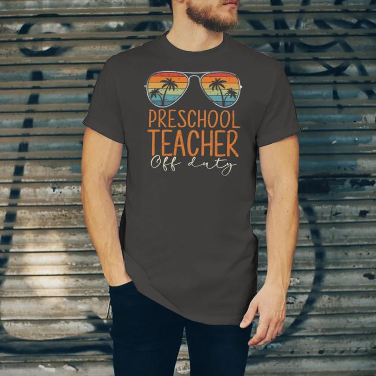 Vintage Preschool Teacher Off Duty Last Day Of School Summer Jersey T-Shirt