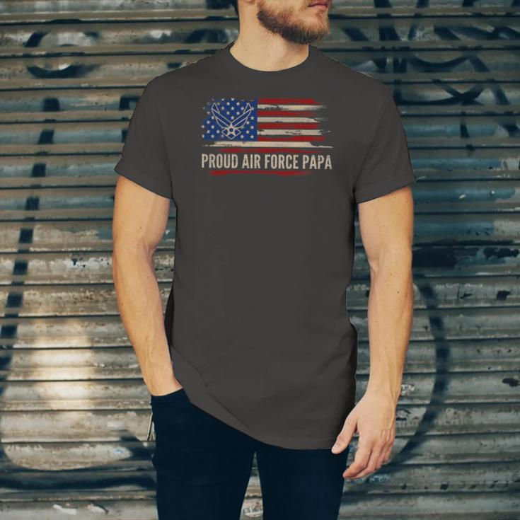 Vintage Proud Air Force Papa American Flag Veteran Jersey T-Shirt