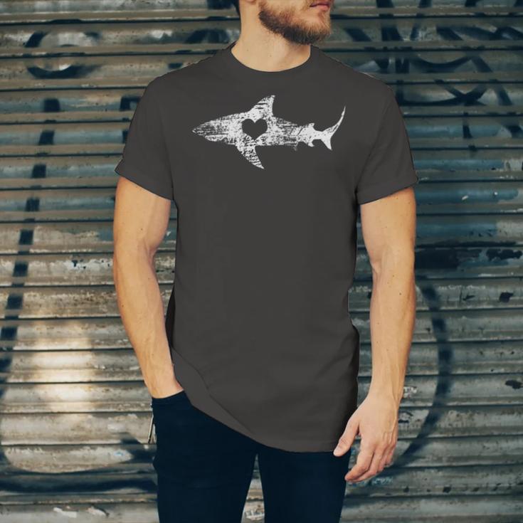 Vintage Shark Silhouette Hammerhead Shark Tiger Shark Heart 158 Trending Shirt Unisex Jersey Short Sleeve Crewneck Tshirt