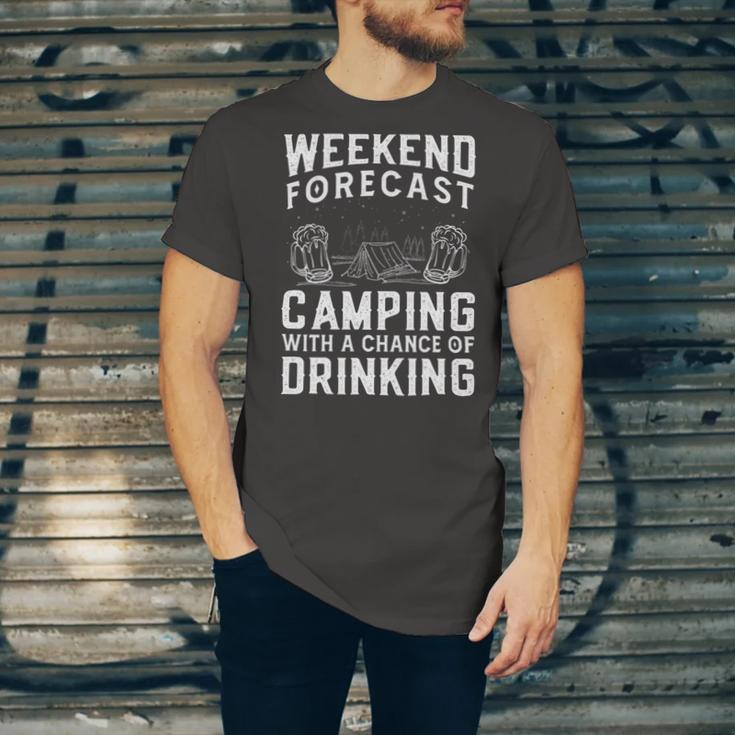 Weekend Forecast Camping With A Chance 22 Shirt Unisex Jersey Short Sleeve Crewneck Tshirt