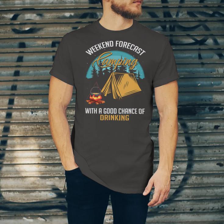 Weekend Forecast Camping With A Good 15 Shirt Unisex Jersey Short Sleeve Crewneck Tshirt