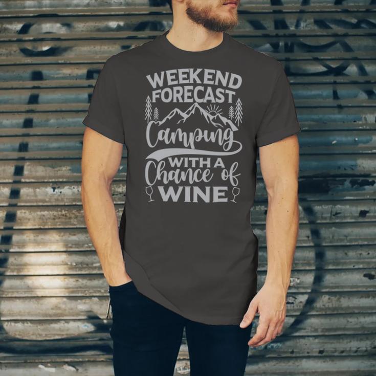 Weekend Forecast Mountain Camper 11 Shirt Unisex Jersey Short Sleeve Crewneck Tshirt