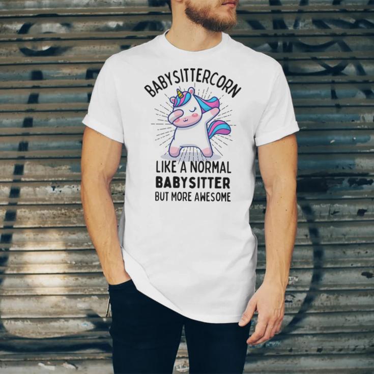 Babysittercorn Funny Unicorn Dabbing Gift Like A Normal Babysitter But More Awesome Unisex Jersey Short Sleeve Crewneck Tshirt