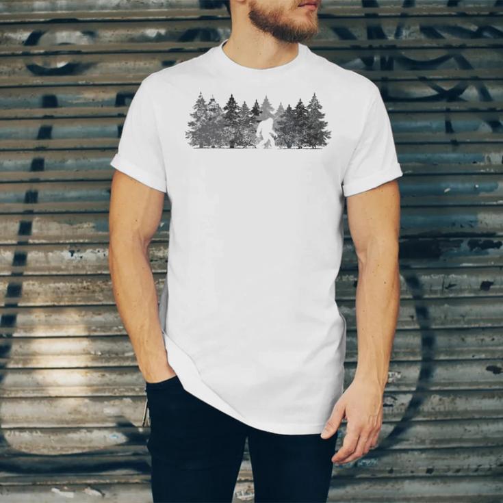 Bigfoot In The Forest Unisex Jersey Short Sleeve Crewneck Tshirt