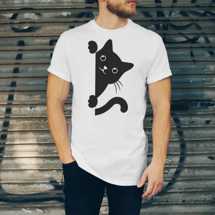 Black Cat Peeking Unisex Jersey Short Sleeve Crewneck Tshirt