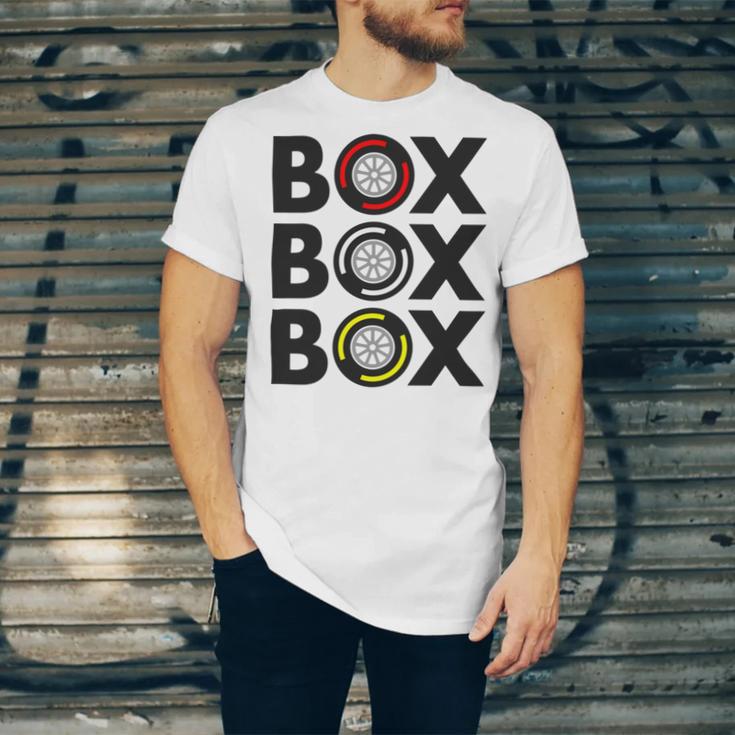 Box Box Box F1 Tyre Compound Design V2 Unisex Jersey Short Sleeve Crewneck Tshirt