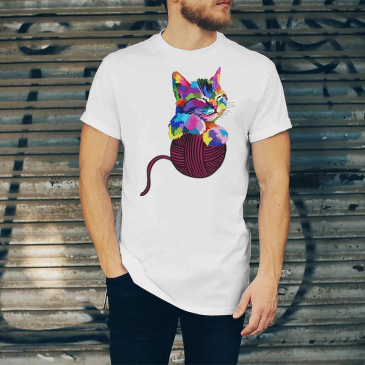 Cute Cat Gift For Kitten Lovers Colorful Art Kitty Adoption Unisex Jersey Short Sleeve Crewneck Tshirt