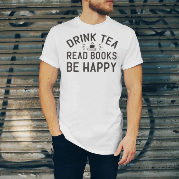 Drink Tea Read Books Unisex Jersey Short Sleeve Crewneck Tshirt