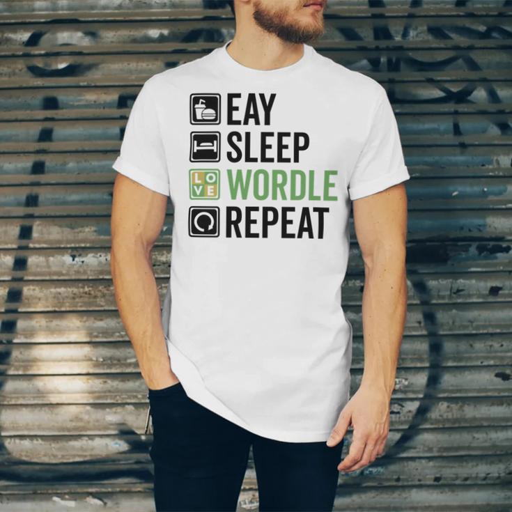 Eat Eat Sleep Wordle Repeat Wordle Lover Wordle Addict Unisex Jersey Short Sleeve Crewneck Tshirt