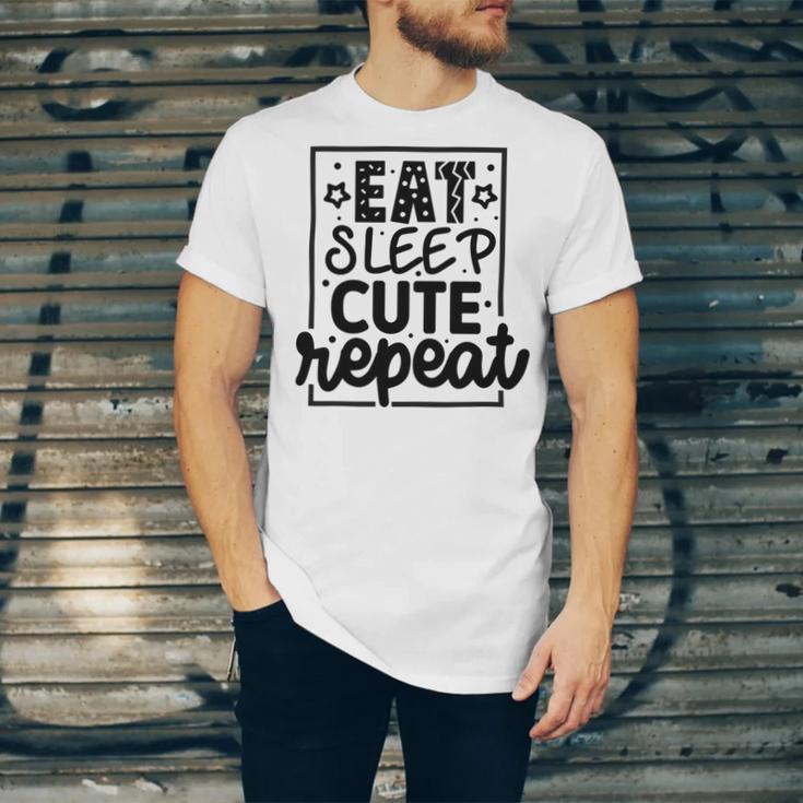 Eat Sleep Cute Repeat Graphic Design For Babys Unisex Jersey Short Sleeve Crewneck Tshirt