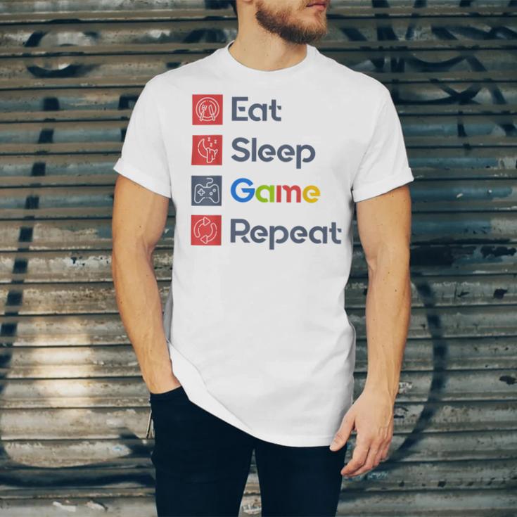 Eat Sleep Game Repeat Unisex Jersey Short Sleeve Crewneck Tshirt