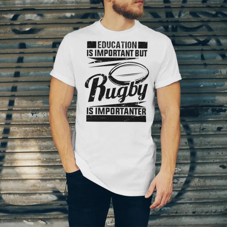 Education Is Important But Rugby Is Importanter Unisex Jersey Short Sleeve Crewneck Tshirt