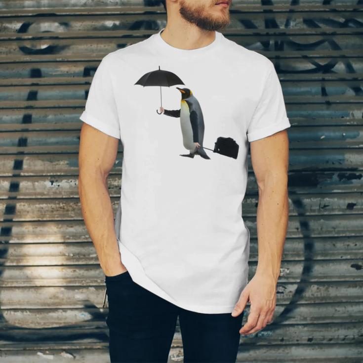 Funny Business Penguin Birds With Human Hands Unisex Jersey Short Sleeve Crewneck Tshirt