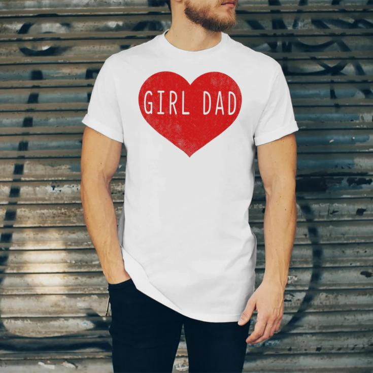 Girl Dad Heart Fathers Day Vintage Retro Jersey T-Shirt