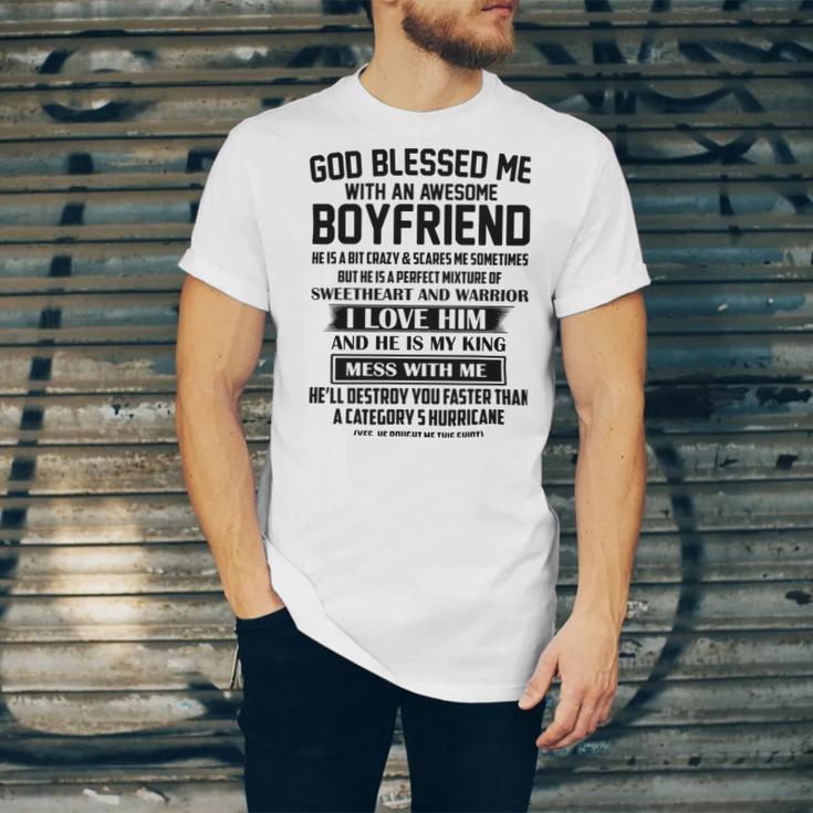 God Blessed Me With An Awesome Boyfriend Unisex Jersey Short Sleeve Crewneck Tshirt