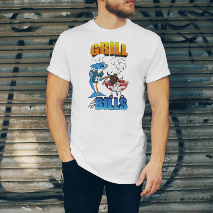 Grill The Bills Dolphin Chef Best Buffalo Burgers And Wings Jersey T-Shirt