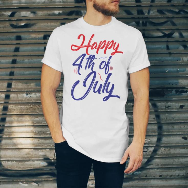 Happy 4Th Of July Dark Red Blue Text Unisex Jersey Short Sleeve Crewneck Tshirt