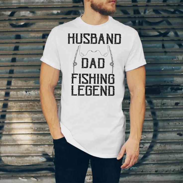 Husband Dad Fishing Legend Funny Fathers Day Father Fishermen Fishing Lovers Fishing V2 Unisex Jersey Short Sleeve Crewneck Tshirt