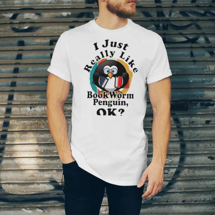 I Really Like Book Worm Penguin Ok Unisex Jersey Short Sleeve Crewneck Tshirt