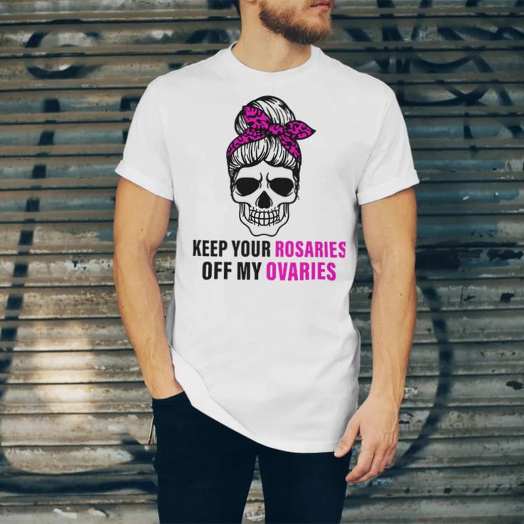 Keep Your Rosaries Off My Ovaries Feminist Skull Unisex Jersey Short Sleeve Crewneck Tshirt