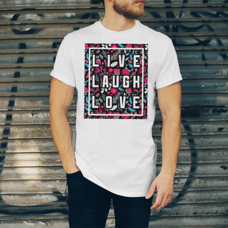 Live Laugh Love Inspiration Cool Motivational Floral Quotes Jersey T-Shirt