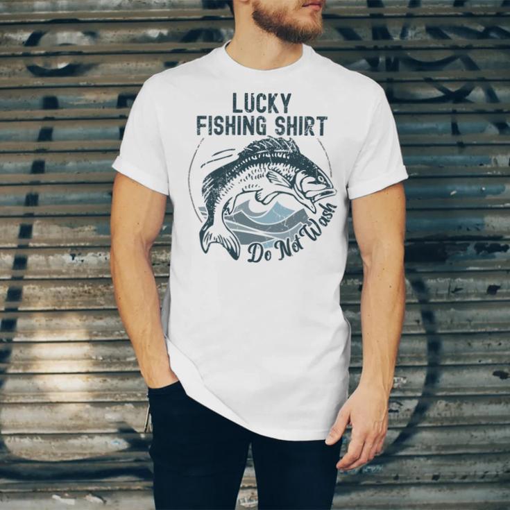 Lucky Fishing Shirt Do Not Wash Fisherman Dad Blue Unisex Jersey Short Sleeve Crewneck Tshirt