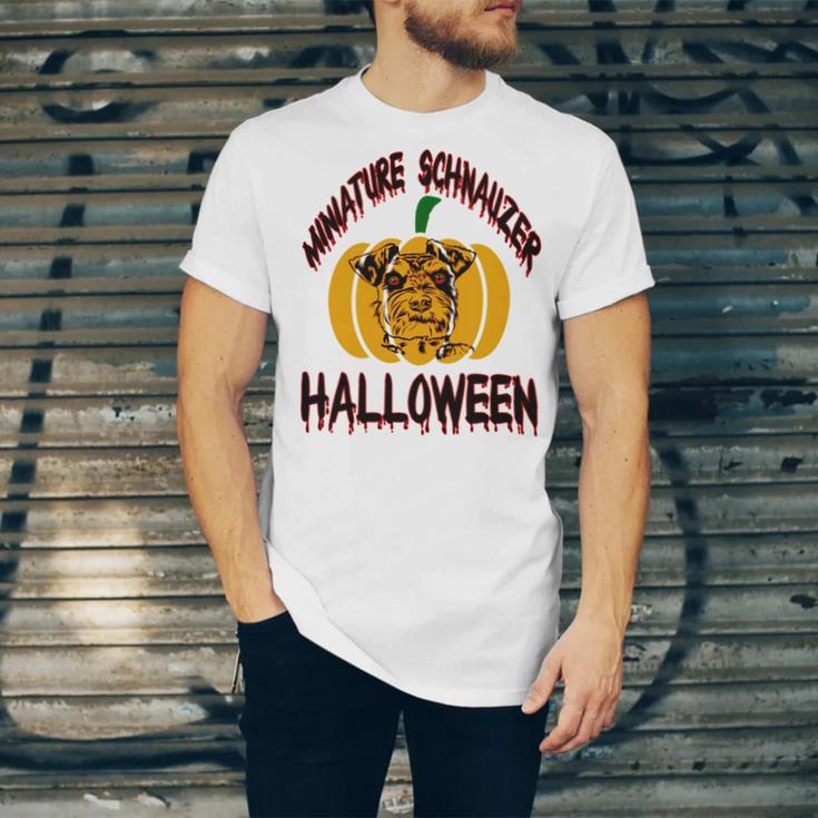 Miniature Schnauzer Halloween On All Hallows Night Unisex Jersey Short Sleeve Crewneck Tshirt