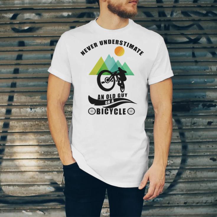 Never Underestimate An Old Guy On A Bicycle Unisex Jersey Short Sleeve Crewneck Tshirt