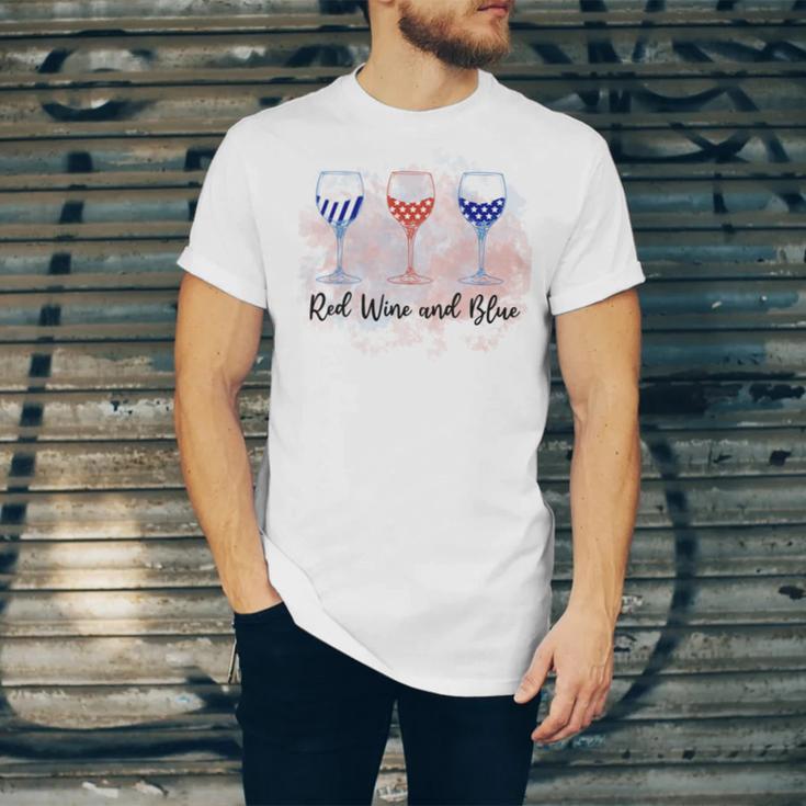 Red Wine Blue 4Th Of July Wine Red White Blue Wine Glasses Unisex Jersey Short Sleeve Crewneck Tshirt