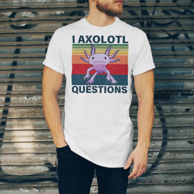 Retro I Axolotl Questions Funny Cute Axolotl Unisex Jersey Short Sleeve Crewneck Tshirt